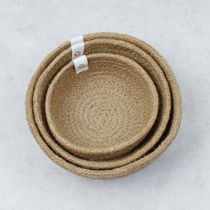 Jute Mini Bowl Set - Natural - Green Tulip