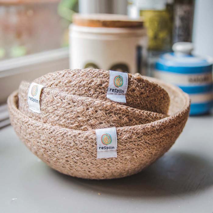 Jute Mini Bowl Set - Natural - Green Tulip