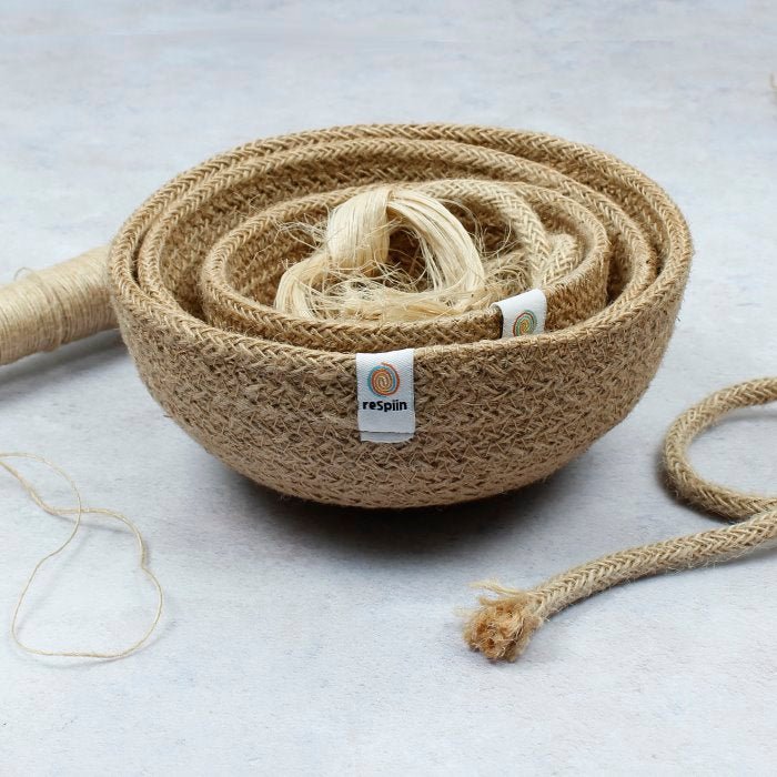 Jute Mini Bowl Set - Natural - Green Tulip