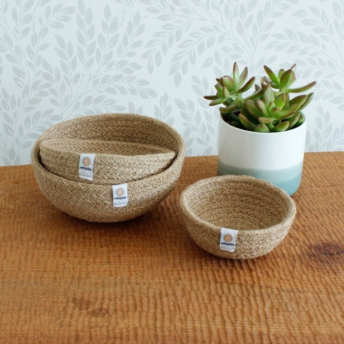 Jute Mini Bowl Set - Natural - Green Tulip