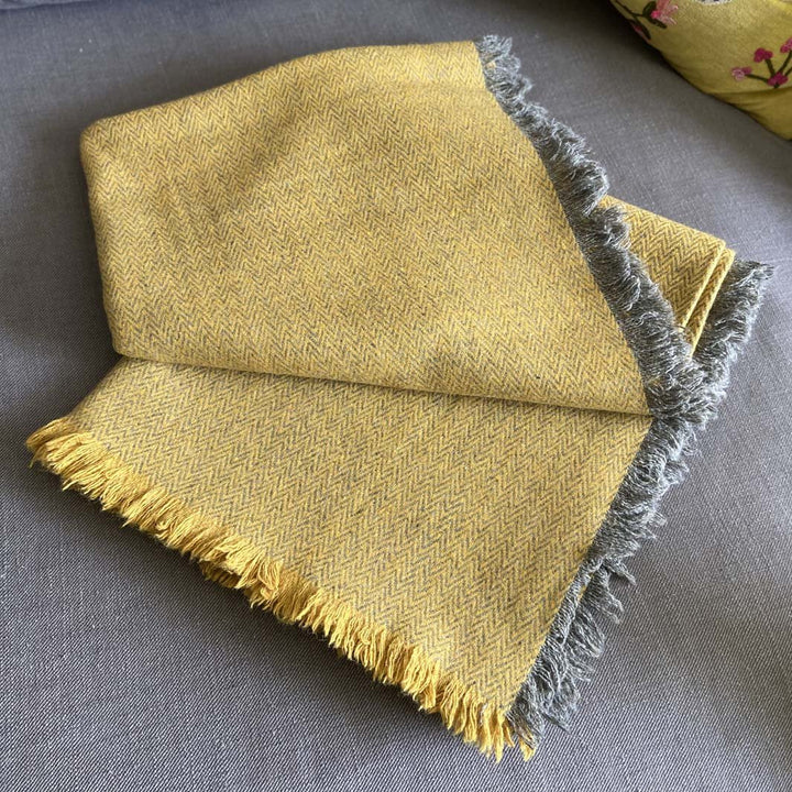 Recycled Wool Throw - 130cm x 170cm - Saffron - Green Tulip