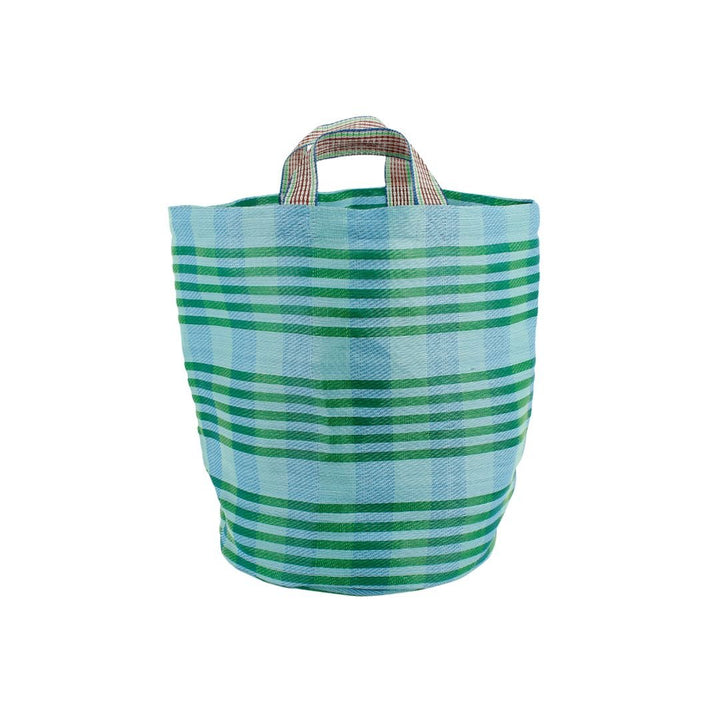 Recycled Woven Bucket Bag - Green Tulip