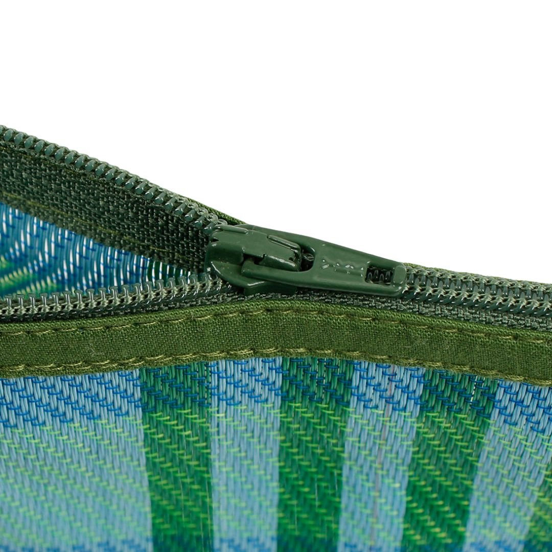 Recycled Woven Pom Pom Pouch - Green Tulip