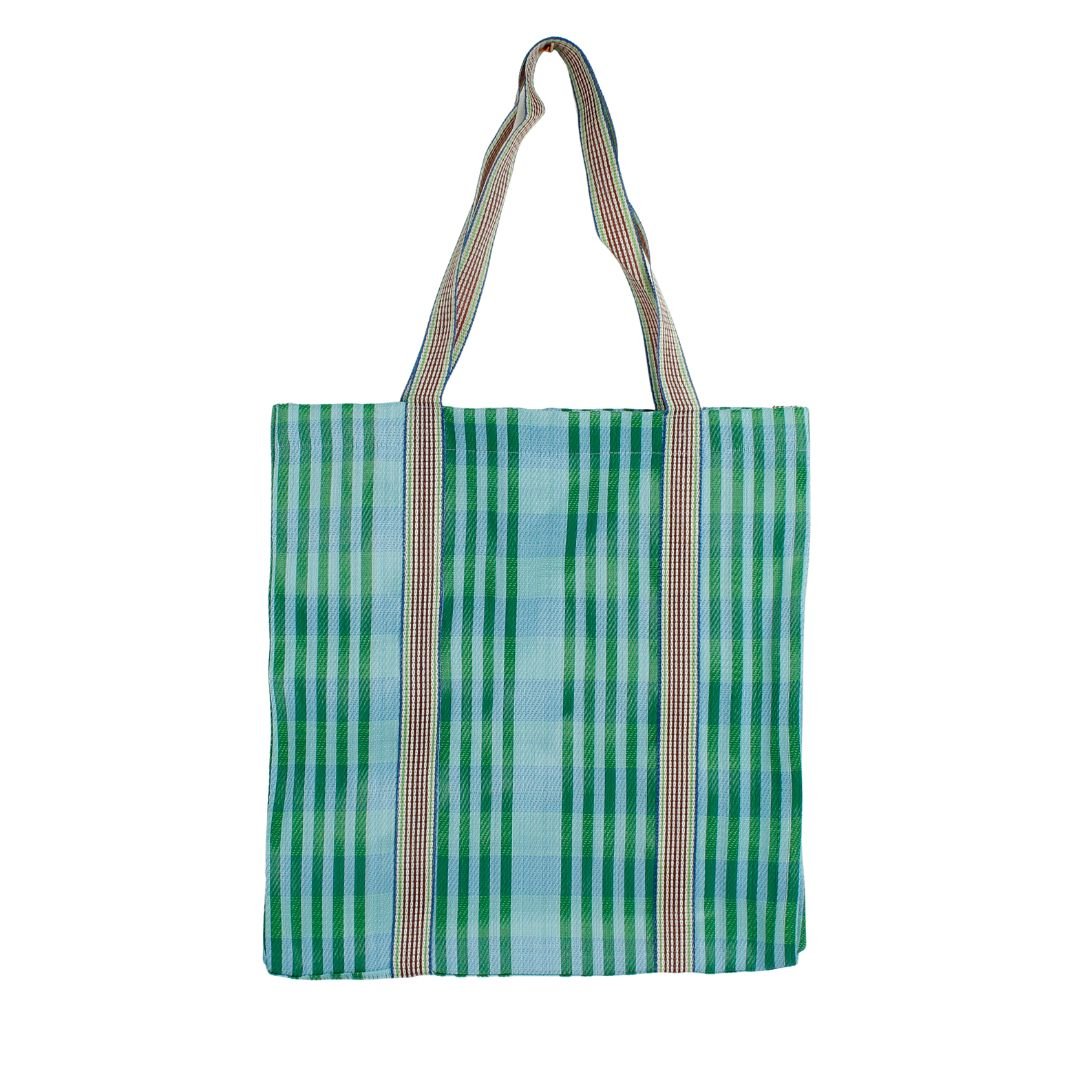 Recycled Woven Tote Bag - Green Tulip