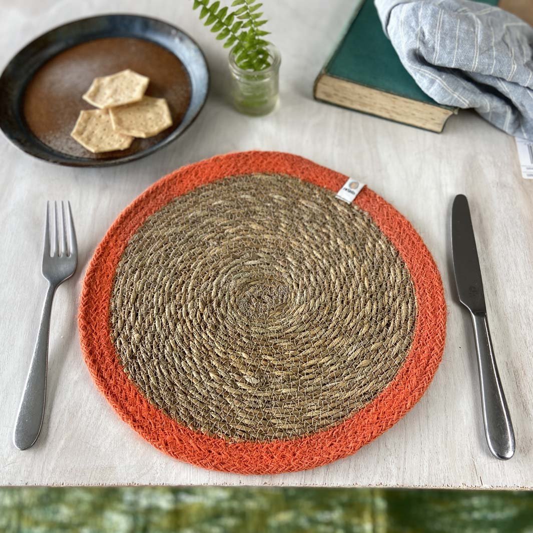 Seagrass & Jute Tablemat - Green Tulip