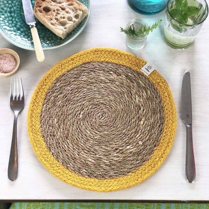 Seagrass & Jute Tablemat - Green Tulip