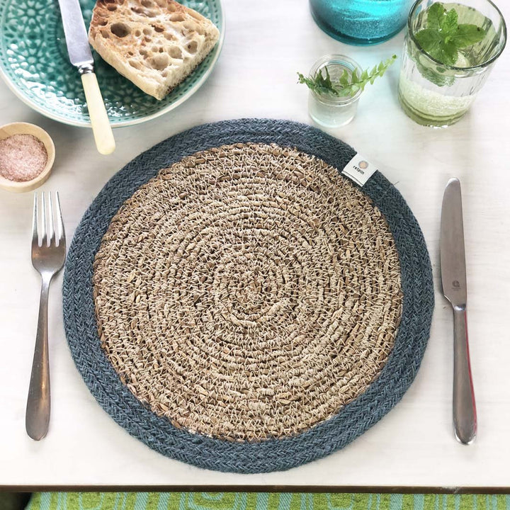 Seagrass & Jute Tablemat - Green Tulip