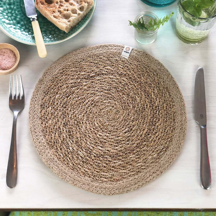 Seagrass & Jute Tablemat - Green Tulip