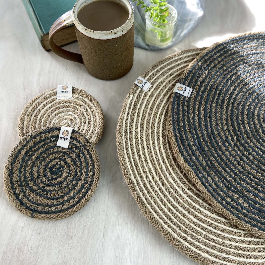 Spiral Jute Tablemat - Green Tulip