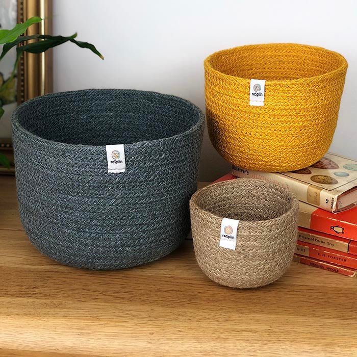 Tall Jute Basket Set - Beach - Green Tulip