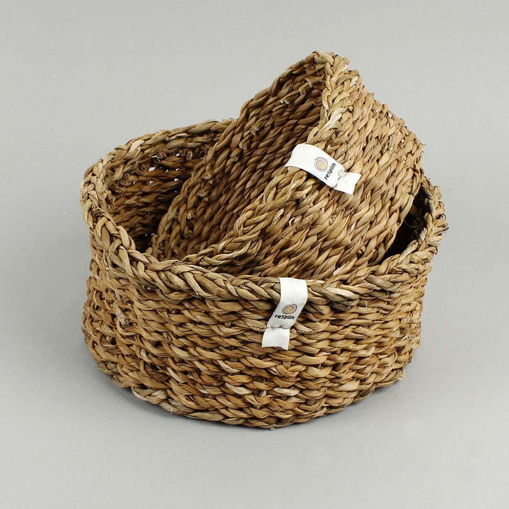 Woven Seagrass Basket - Medium - Green Tulip