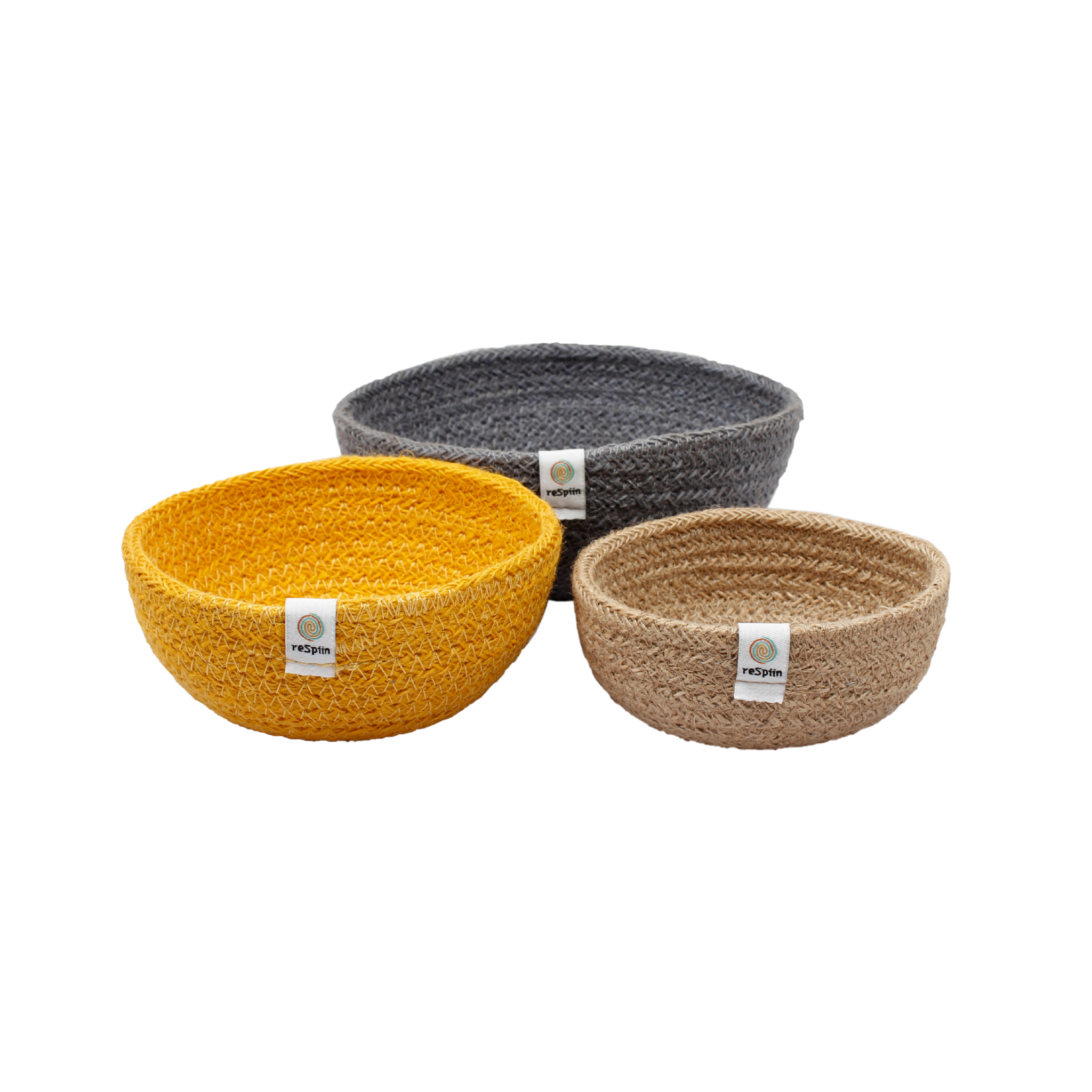 ReSpiin MINI Woven Jute Bowl Set of 3 BEACH