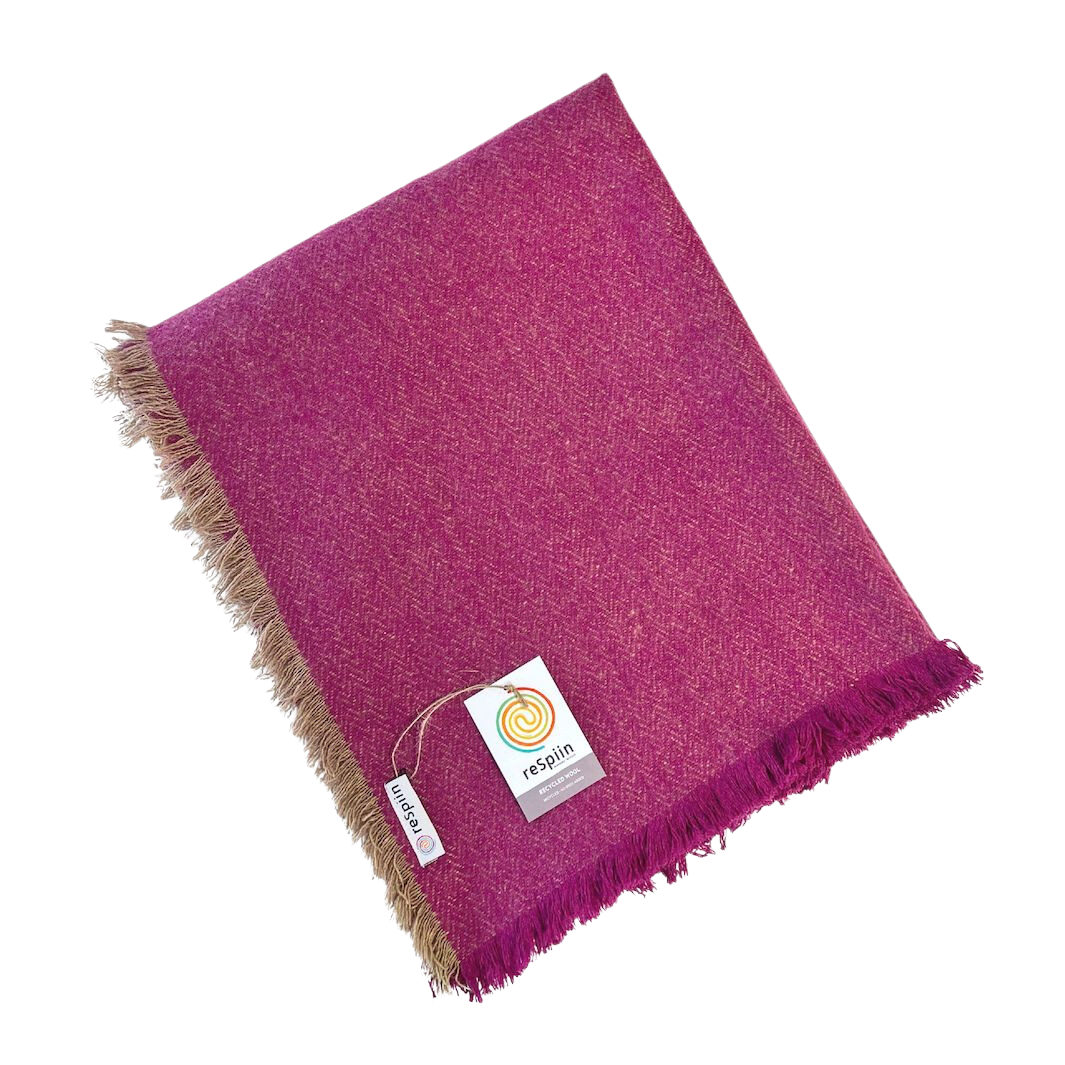Recycled Wool Throw/ Blanket - MULBERRY