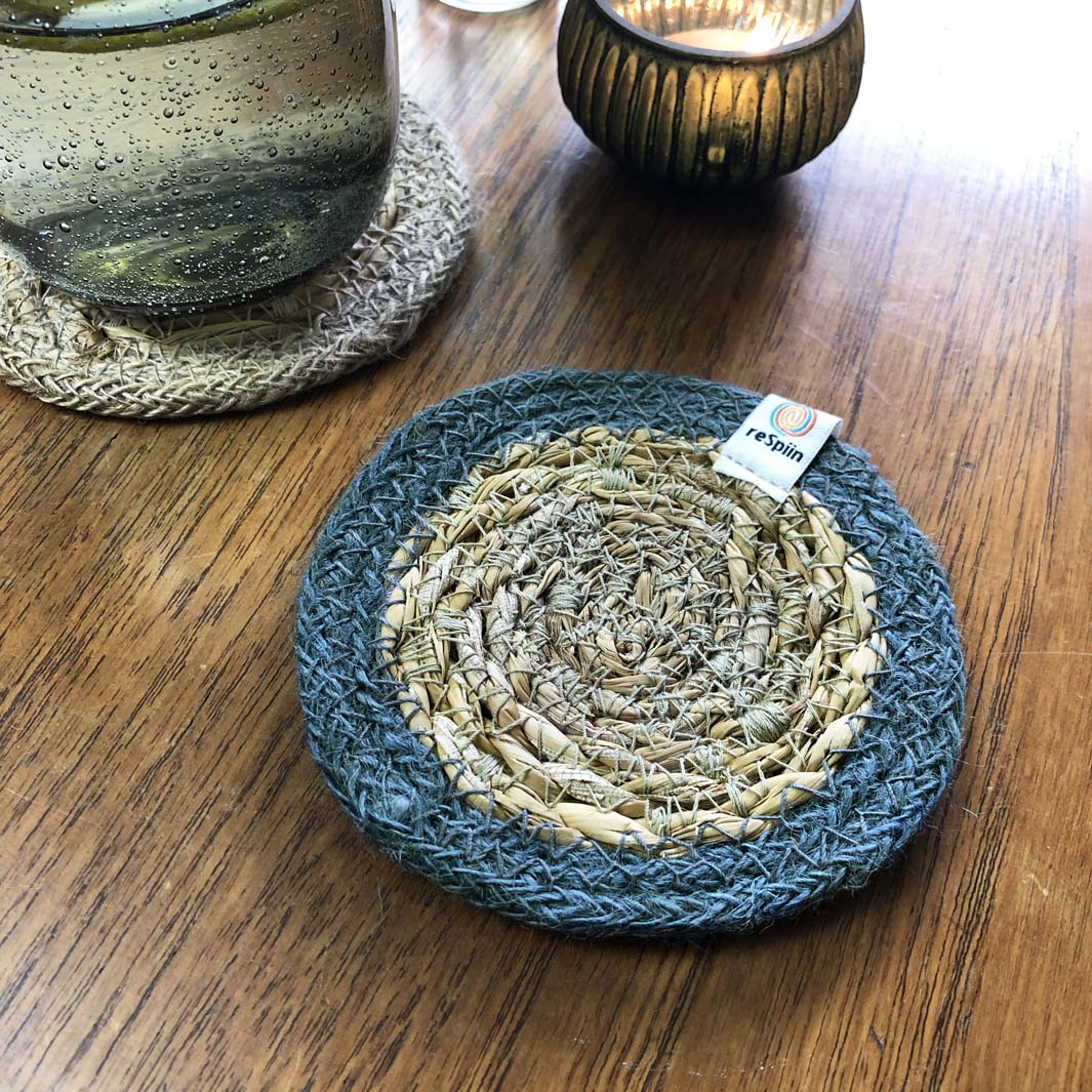 *NQP* Seagrass & Jute Coaster - Natural/Grey