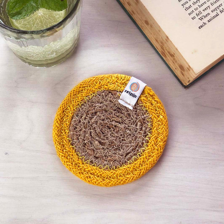 Seagrass & Jute Coaster - Natural/Yellow