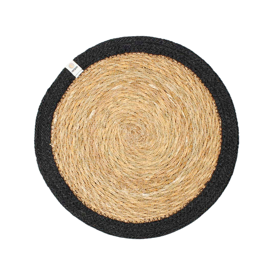 Woven Seagrass + Jute Tablemat - NATURAL/BLACK