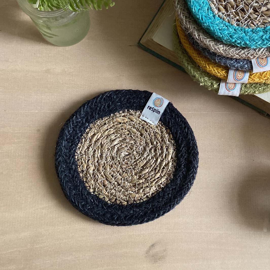 Seagrass & Jute Coaster - Natural/Black