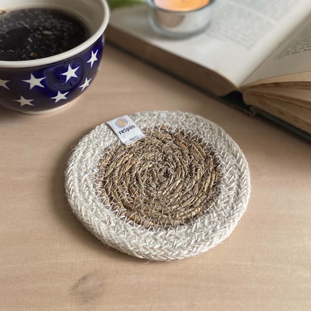 Seagrass & Jute Coaster - Natural/White