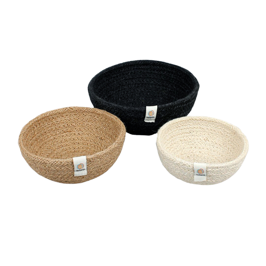 MINI Woven Jute Bowl Set of 3 - PEBBLE