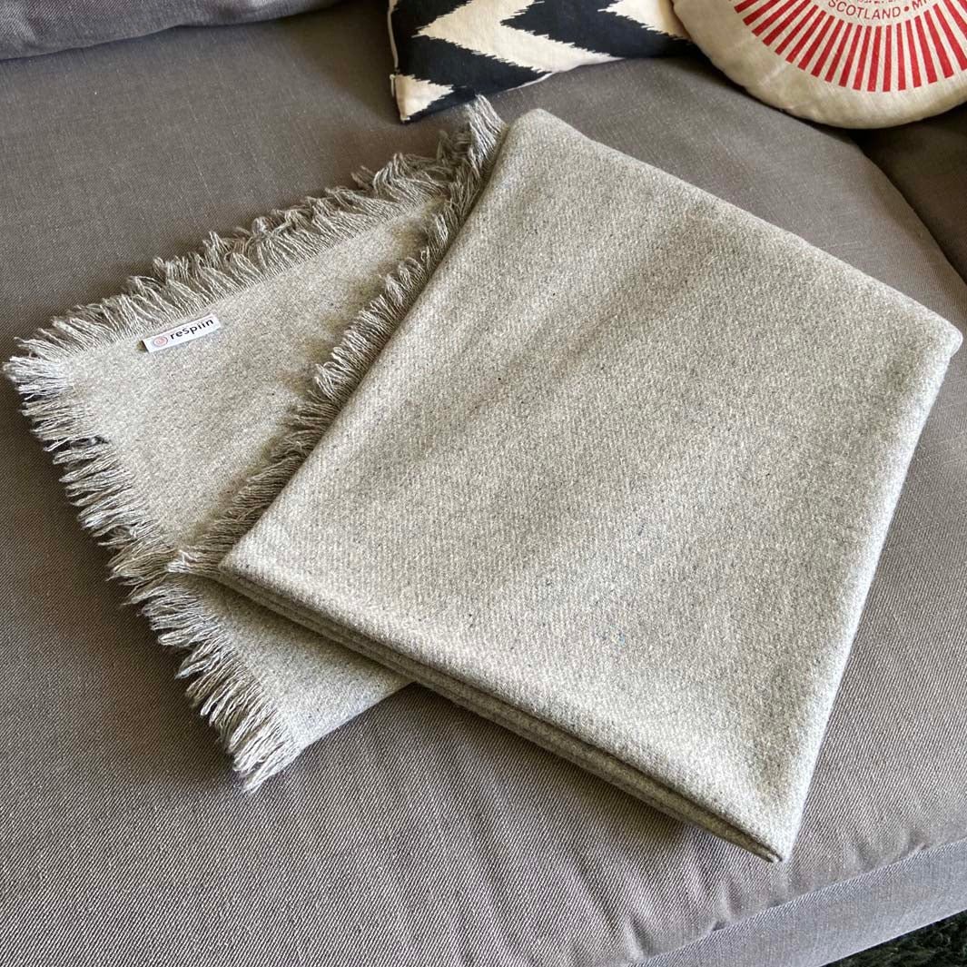 *NQP* Recycled Wool Blanket/Throw - Light Grey