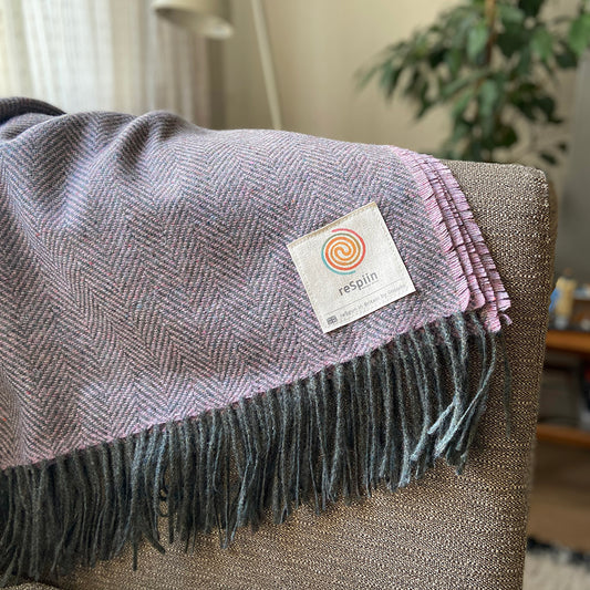 LARGE Recycled Wool Throw/ Blanket - CANDYFLOSS