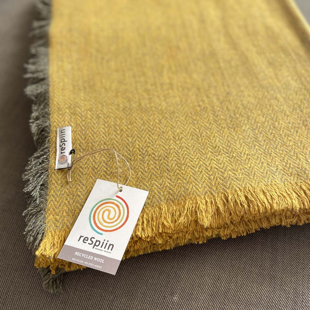 Recycled Wool Throw/ Blanket - SAFFRON