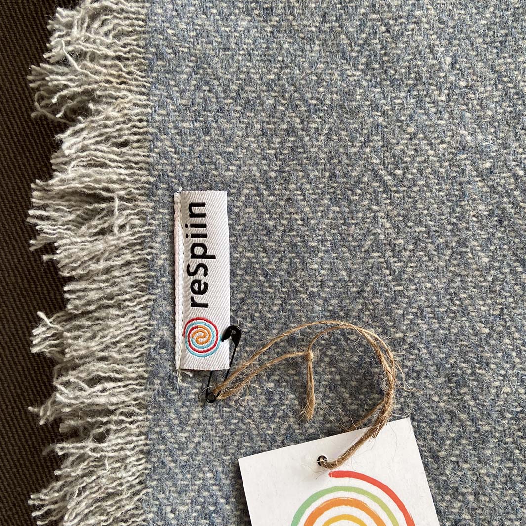 Recycled Wool Throw/ Blanket - DENIM BLUE