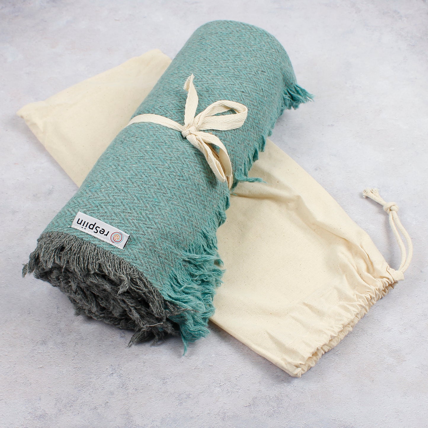 Recycled Wool Throw/ Blanket - AQUA