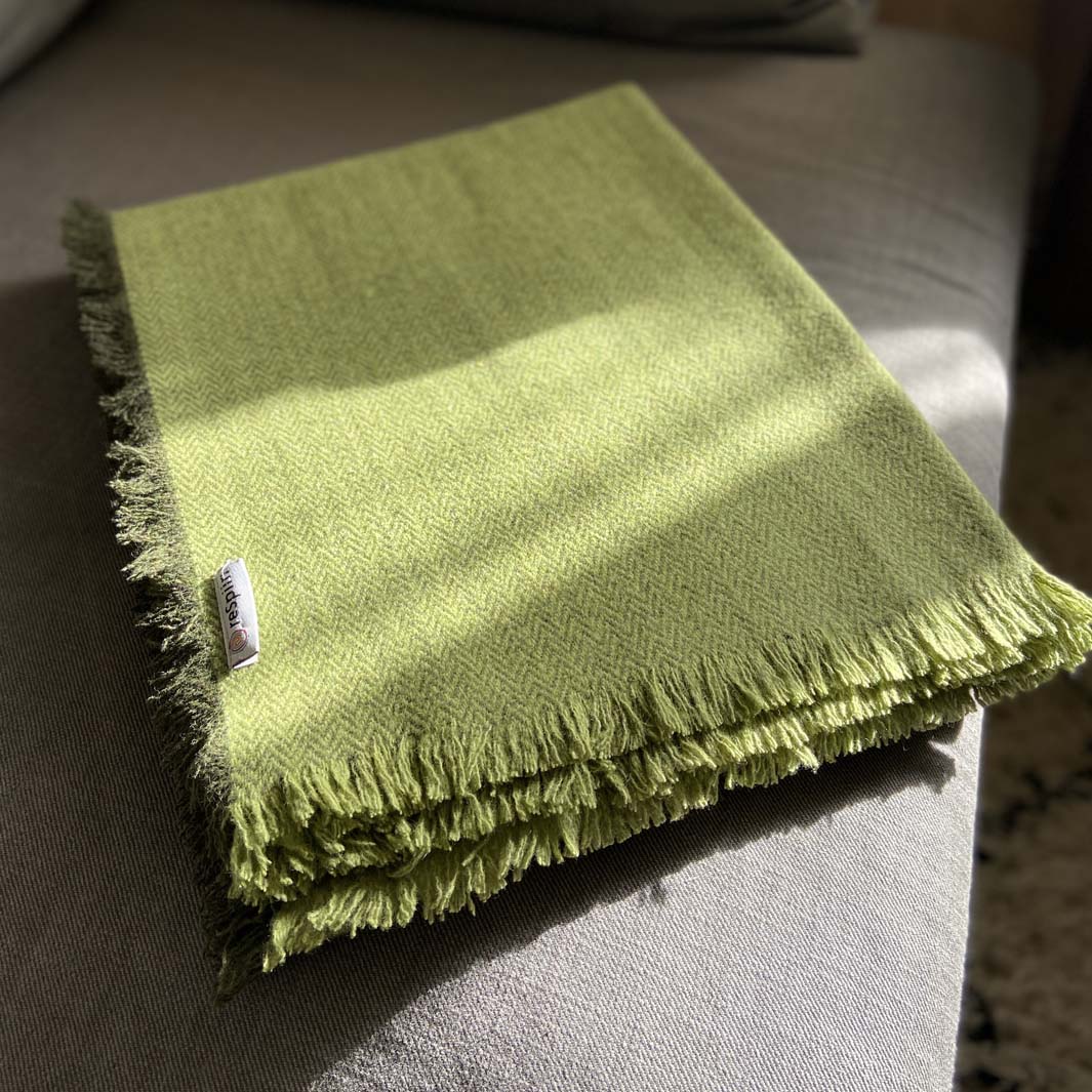 Recycled Wool Throw/ Blanket - FERN