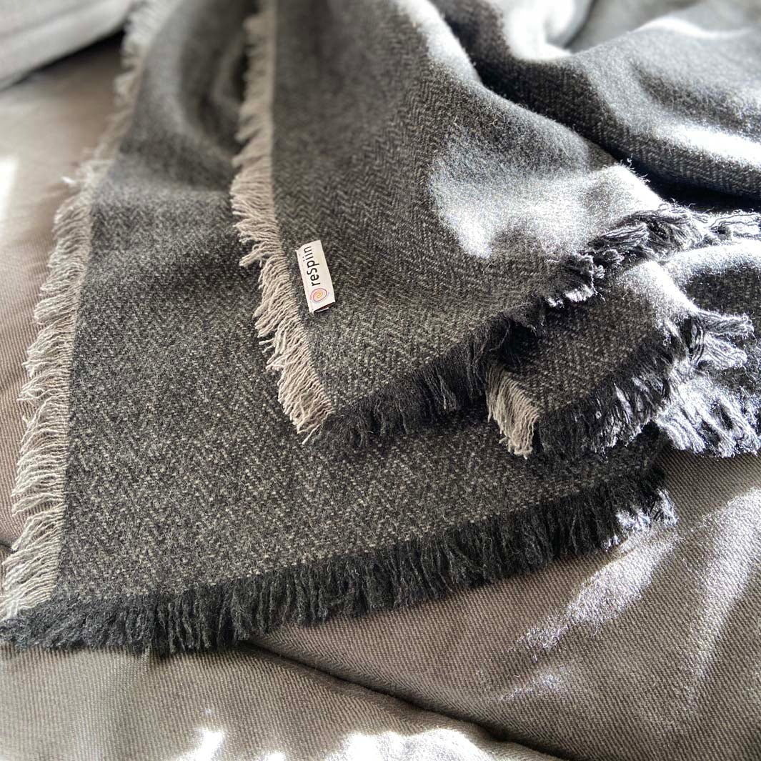 Recycled Wool Throw/ Blanket - SLATE