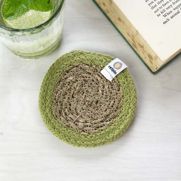 Seagrass & Jute Coaster - Natural/Green