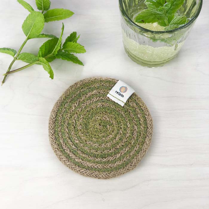 Spiral Jute Coaster - NATURAL/GREEN
