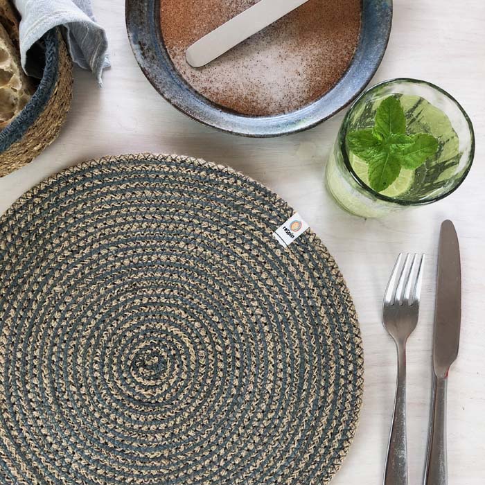 Jute Spiral Tablemat - Natural/Grey