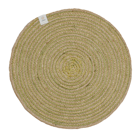 Spiral Jute Tablemat - NATURAL/GREEN