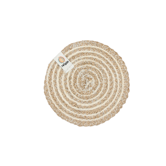 Spiral Jute Coaster - NATURAL/WHITE