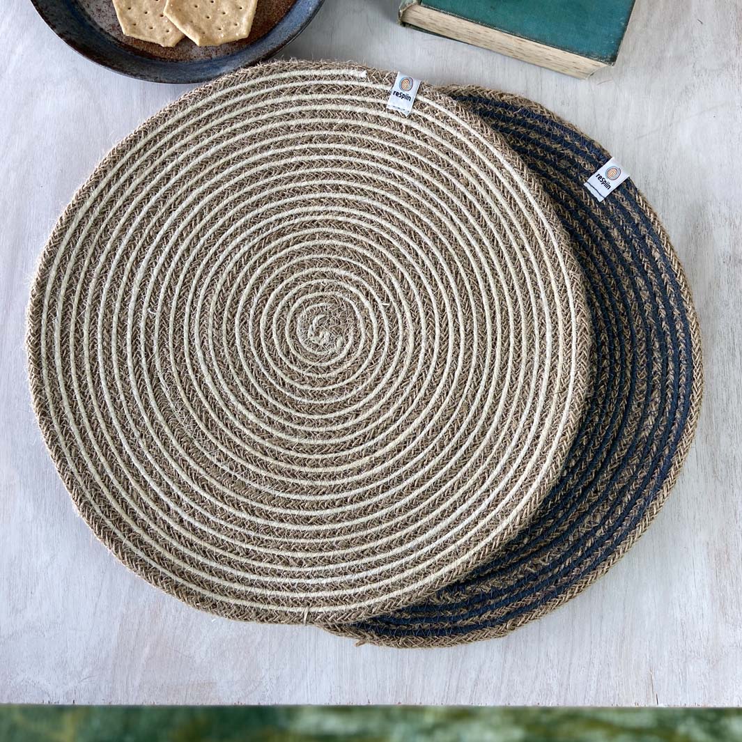 Jute Spiral Tablemat - Natural/Grey