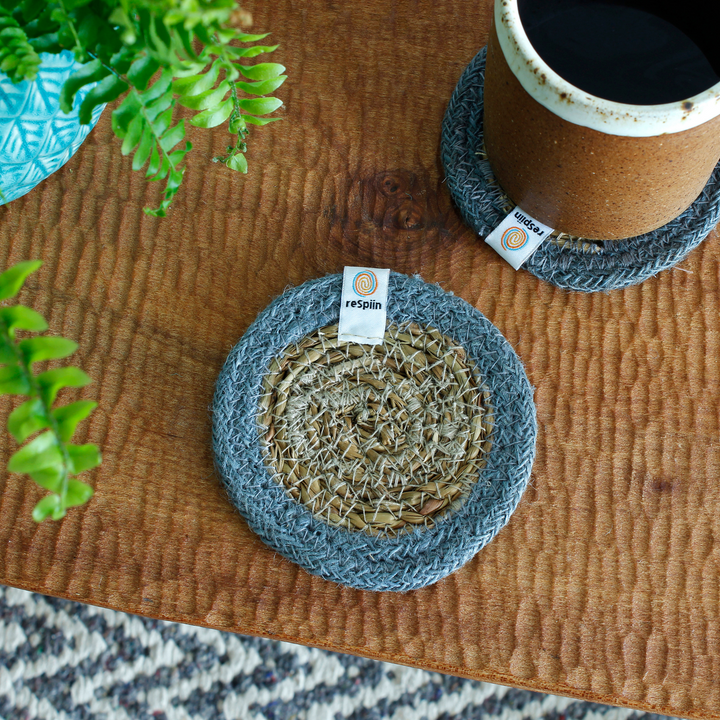 Seagrass & Jute Coaster - Natural/Grey